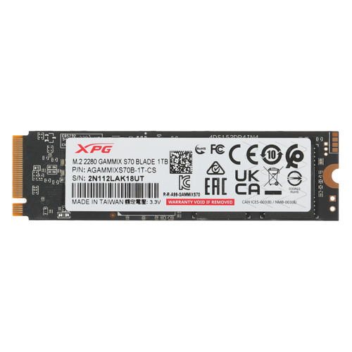 

SSD накопитель A-Data XPG Gammix S70 Blade AGAMMIXS70B-1T-CS 1ТБ, M.2 2280, PCI-E x4, NVMe, AGAMMIXS70B-1T-CS