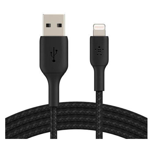 фото Кабель belkin caa002bt2mbk, lightning (m) - usb (m), 2м, в оплетке, черный