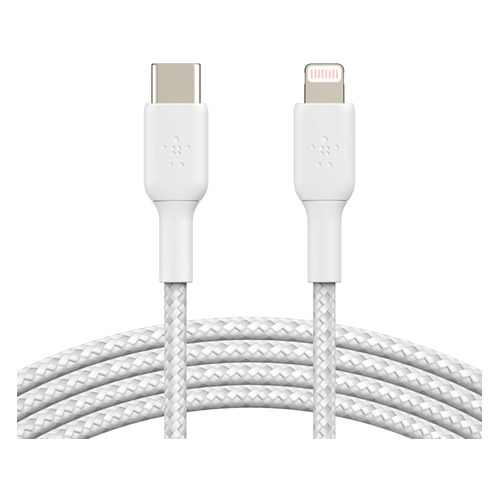 фото Кабель belkin caa004bt1mwh, lightning (m) - usb type-c (m), 1м, в оплетке, белый