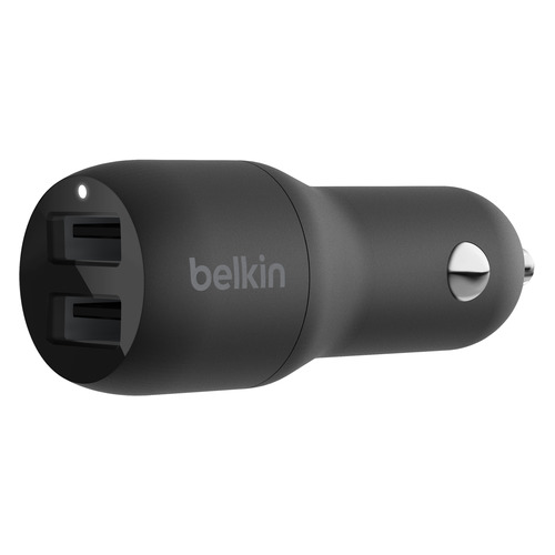 фото Автомобильное зарядное устройство belkin ccb001btbk, 2xusb, 8-pin lightning (apple), 1.2a, черный