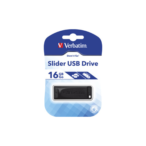 

Флешка USB VERBATIM Store n Go Slider 16ГБ, USB2.0, черный [98696]