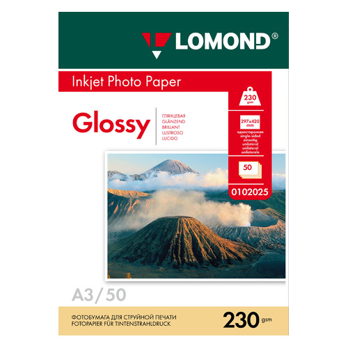 

Фотобумага Lomond 0102025 A3/230г/м2/50л./белый глянцевое для струйной печати