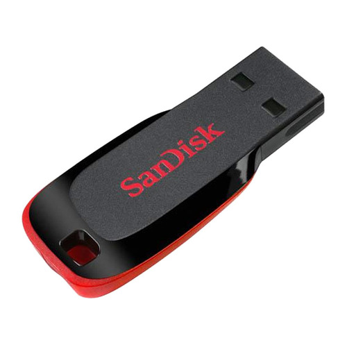 фото Флешка usb sandisk cruzer blade 128гб, usb2.0, черный и красный [sdcz50-128g-b35]