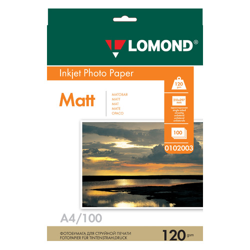 

Фотобумага Lomond 0102003 A4/120г/м2/100л./белый матовое для струйной печати