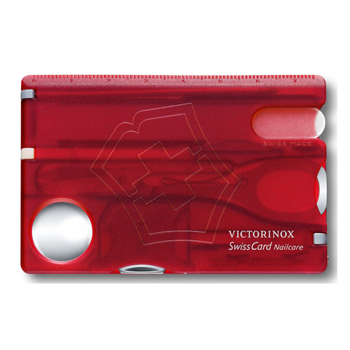 

Швейцарская карта Victorinox SwissCard Nailcare, красный полупрозрачный, коробка подарочная [0.7240.t], SwissCard Nailcare