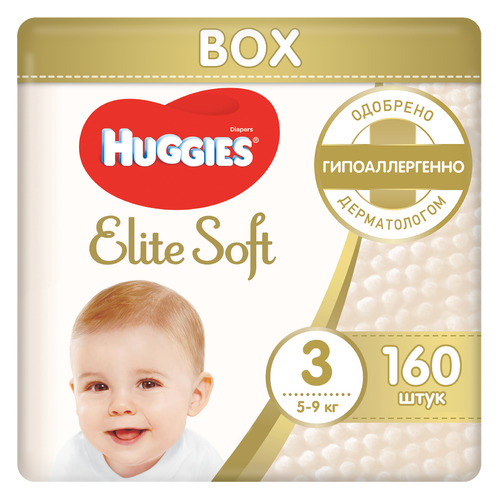 фото Huggies подгузники elite soft 3, 5-9 кг, 160 шт.