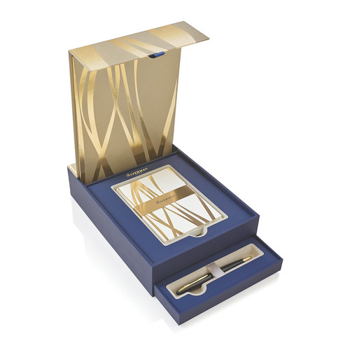 

Набор Waterman Carene (1937585) Black GT ручка шариковая M синие чернила в компл.:открытки/конверты