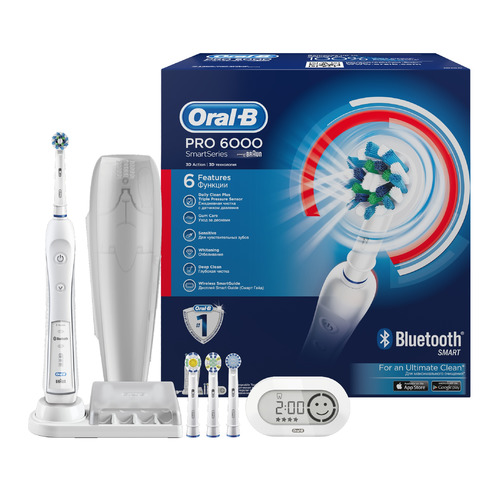 

Электрическая зубная щетка ORAL-B CrossAction PRO-6000 D36.545.5X, цвет: белый [80270154], PRO-6000 D36.545.5X