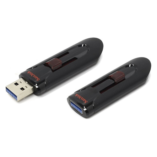 фото Флешка usb sandisk cruzer glide 128гб, usb3.0, черный и красный [sdcz600-128g-g35]