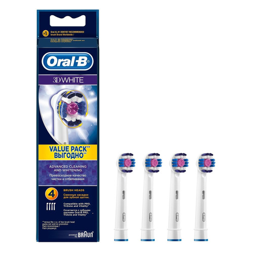 

Сменные насадки ORAL-B 3D White 4 шт [96498780]