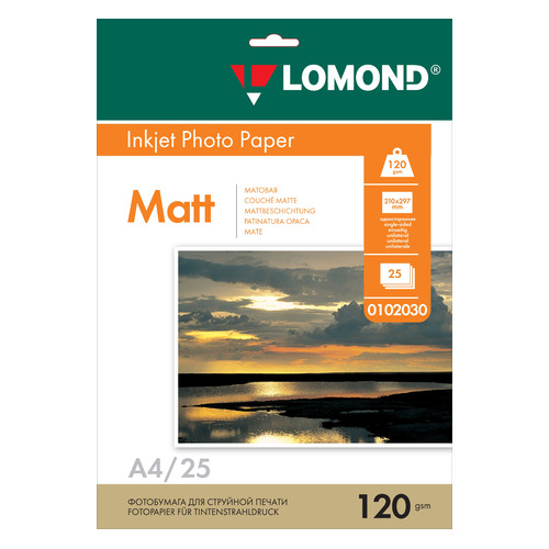 

Фотобумага Lomond 0102030 A4/120г/м2/25л./белый матовое для струйной печати