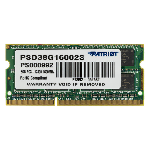 фото Модуль памяти patriot psd38g16002s ddr3 - 8гб 1600, so-dimm, ret