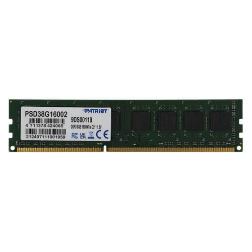 

Модуль памяти Patriot PSD38G16002 DDR3 - 8ГБ 1600, DIMM, Ret, PSD38G16002