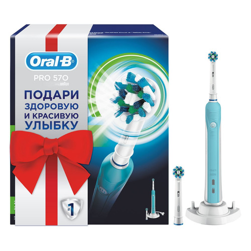 фото Электрическая зубная щетка oral-b pro 570 cross action, цвет: голубой [81745071]