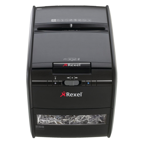 

Уничтожитель бумаг REXEL Auto+ 60X, с автоподачей, P-3, 4х45 мм, 60 лист. одновременно, 15л [2103060eu], 60X