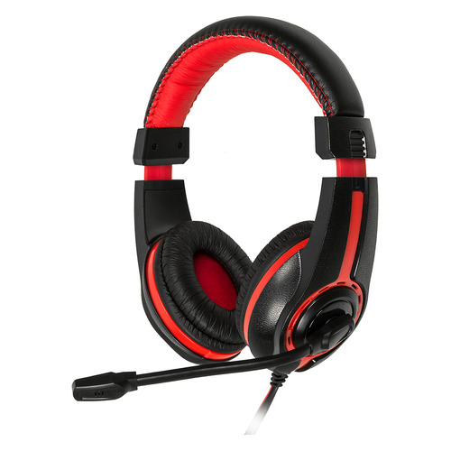 

Гарнитура Oklick HS-L200, для компьютера, накладные, черный / красный [359484], HS-L200