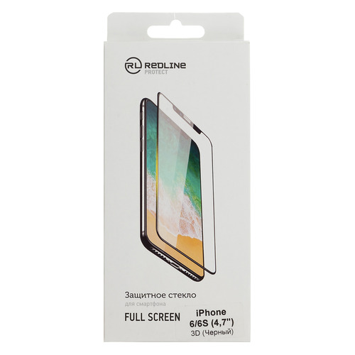 

Защитное стекло для экрана REDLINE для Apple iPhone 6/6S, 3D, 1 шт, черный [ут000008166]