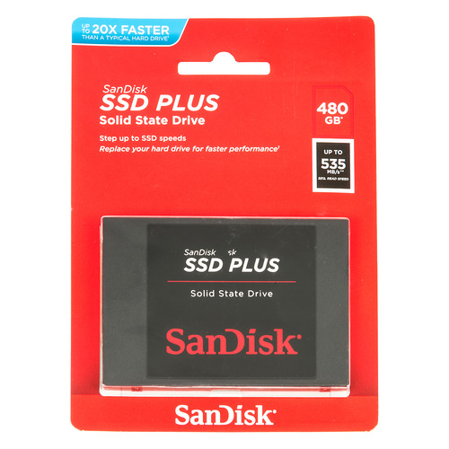 

SSD накопитель SANDISK SSD PLUS SDSSDA-480G-G26 480ГБ, 2.5", SATA III, SDSSDA-480G-G26