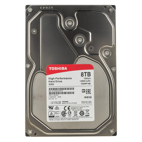 

Жесткий диск TOSHIBA X300 HDWF180UZSVA, 8ТБ, HDD, SATA III, 3.5", HDWF180UZSVA