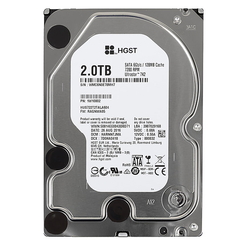 

Жесткий диск HGST Ultrastar 7K2 HUS722T2TALA604, 2Тб, HDD, SATA III, 3.5" [1w10002]