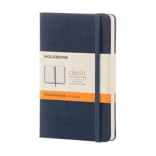 

Упаковка блокнотов MOLESKINE CLASSIC, 192стр, в линейку, твердая обложка, синий сапфир [mm710b20] 9 шт./кор.