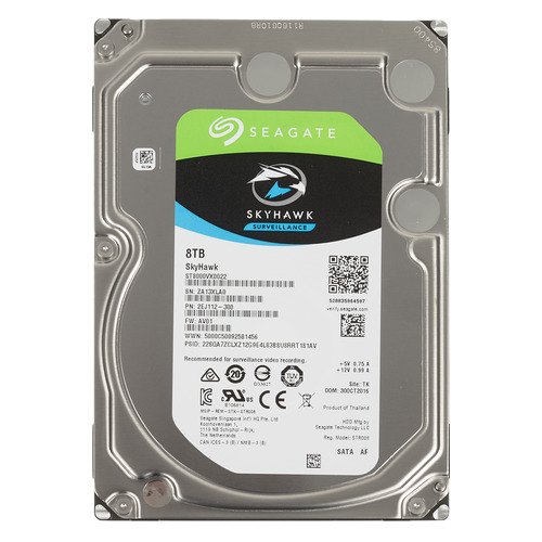 

Жесткий диск SEAGATE Skyhawk ST8000VX0022, 8Тб, HDD, SATA III, 3.5"