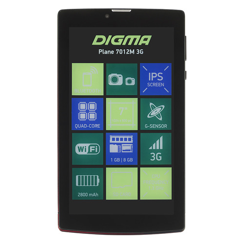 фото Планшет digma plane 7012m 3g, 1gb, 8gb, 3g, android 7.0 красный [ps7082mg]