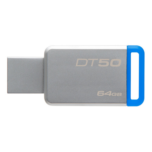 фото Флешка usb kingston datatraveler 50 64гб, usb3.1, серебристый и синий [dt50/64gb]