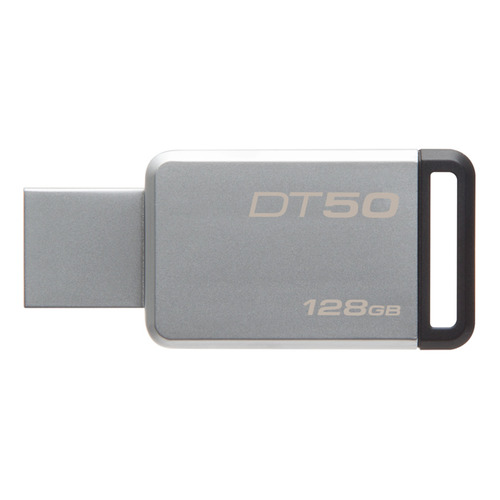 фото Флешка usb kingston datatraveler 50 128гб, usb3.1, серебристый и черный [dt50/128gb]