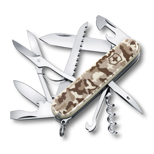 Складной нож VICTORINOX Huntsman, 15 функций, 91мм, камуфляж пустыни нож перочинный victorinox huntsman 91 мм 15 функций песочн камуфляж 1 3713 941