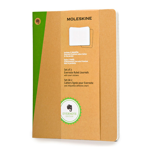 Блокнот Moleskine EVERNOTE XLarge 190х250мм обложка картон 120стр. линейка бежевый (2шт)