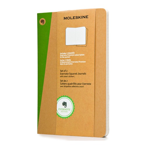 

Блокнот Moleskine EVERNOTE LARGE 130х210мм обложка картон 80стр. клетка бежевый (2шт)