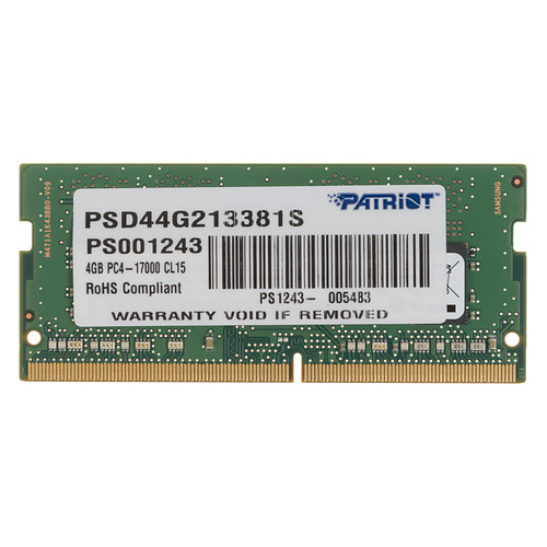 фото Модуль памяти patriot psd44g213381s ddr4 - 4гб 2133, so-dimm, ret