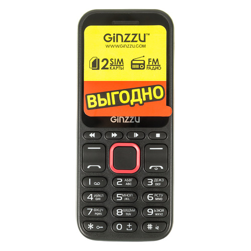 

Мобильный телефон GINZZU M102D mini, черный/красный