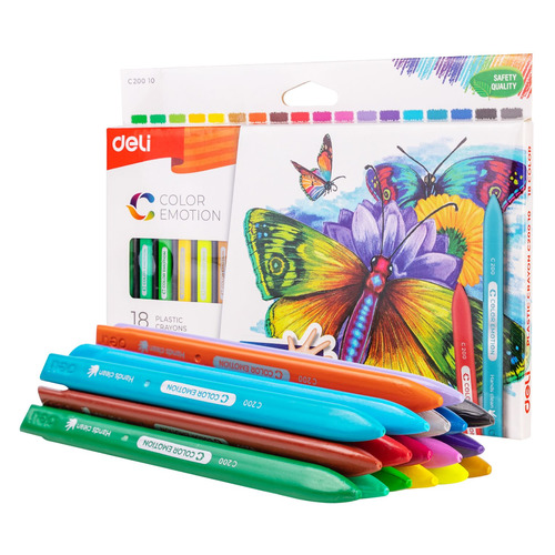 

Упаковка мелков восковых DELI Color Emotion EC20010, трехгранные, 18 цветов 18 шт./кор.