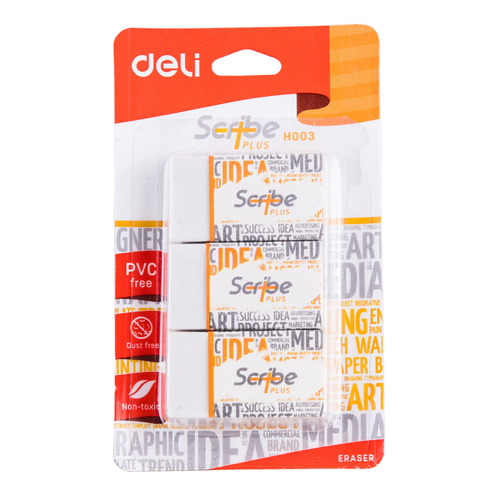 

Упаковка ластиков DELI Scribe Plus EH00311, 40x22x12мм , белый 24 шт./кор., EH00311