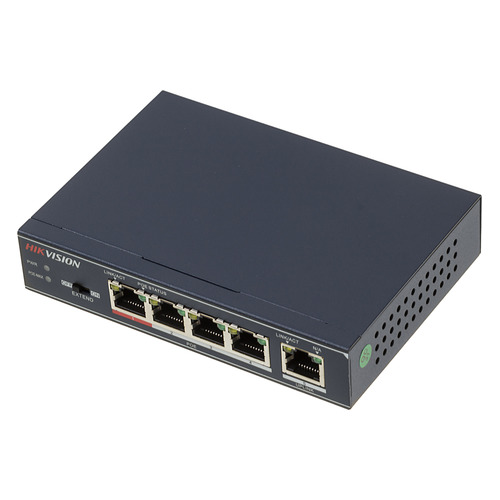 

Коммутатор Hikvision DS-3E0105P-E(B) 4x100Mb 4PoE 58W неуправляемый