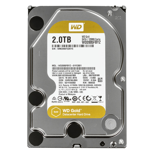 фото Жесткий диск wd gold wd2005fbyz, 2тб, hdd, sata iii, 3.5"