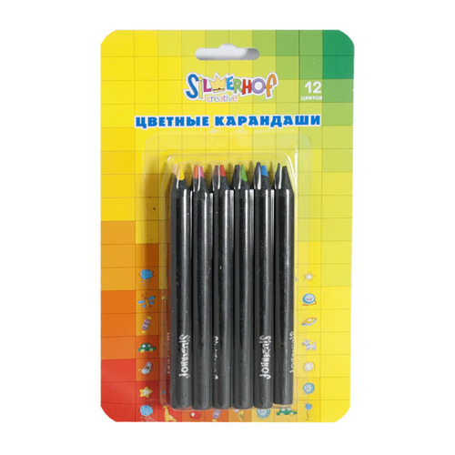 

Карандаши цветные Silwerhof 134083-12 Emotions Creative кругл. 12цв. Jumbo короткие блистер 12 шт./кор.