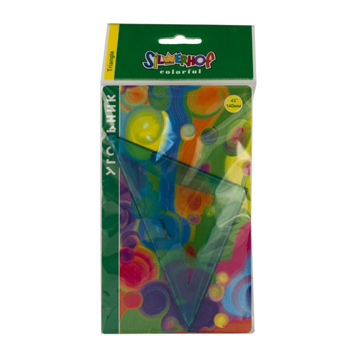 

Треугольник Silwerhof 540092 COLORFUL пластик дл.14см прозрачный 45градус. объемный пластиковый паке
