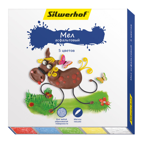 

Мел цветной Silwerhof 882083-05 Пластилиновая кол-ция асфальт. 5цв. 40 шт./кор.