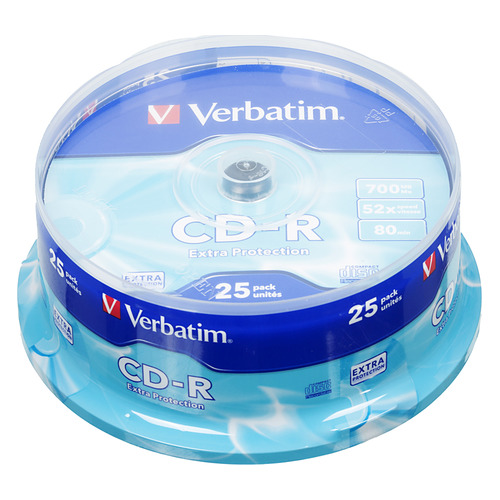 

Оптический диск CD-R VERBATIM 700МБ 52x, 25шт., cake box [43432], Нет