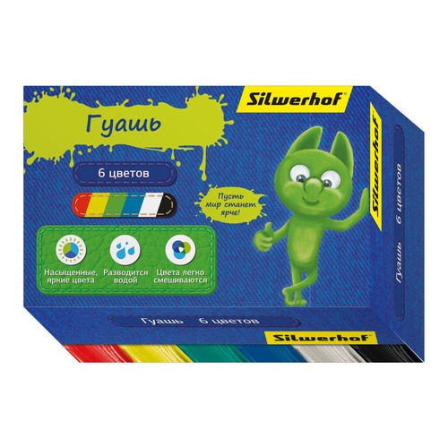 

Гуашь Silwerhof 962073-06 Джинсовая кол-ция 6цв. бан. 20мл. картон.кор.