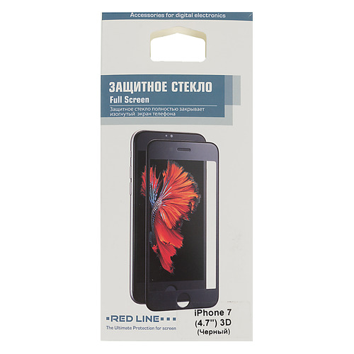 

Защитное стекло для экрана REDLINE для Apple iPhone 7, 3D, 1 шт, черный [ут000009792]