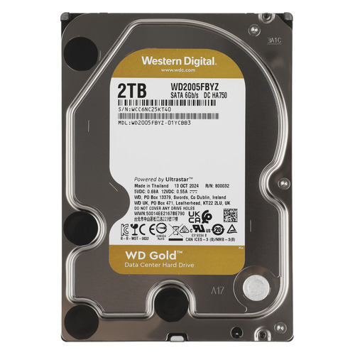 

Жесткий диск WD Gold WD2005FBYZ, 2ТБ, HDD, SATA III, 3.5", WD2005FBYZ