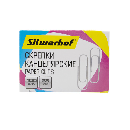 

Упаковка скрепок SILWERHOF 491029 металл 28мм 50 шт./кор.