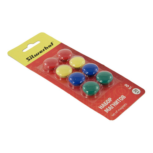 

Магнит для досок Silwerhof CLASSIC 658002-01 пластик ассорти d=20мм (упак.:8шт) 10 шт./кор.
