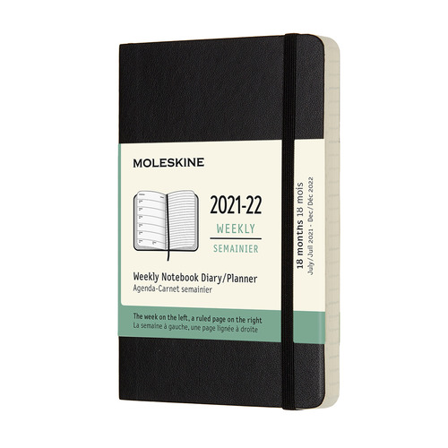 

Еженедельник Moleskine Academic Soft WKNT, датированный на 18 месяцев, 208стр, Черный, WKNT