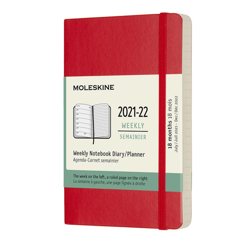 

Еженедельник Moleskine Academic Soft WKNT, датированный на 18 месяцев, 208стр, Красный, WKNT