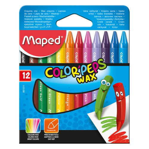 

Упаковка мелков восковых Maped Color`peps 861011, трехгранные, 12 цветов 12 шт./кор., Color`peps